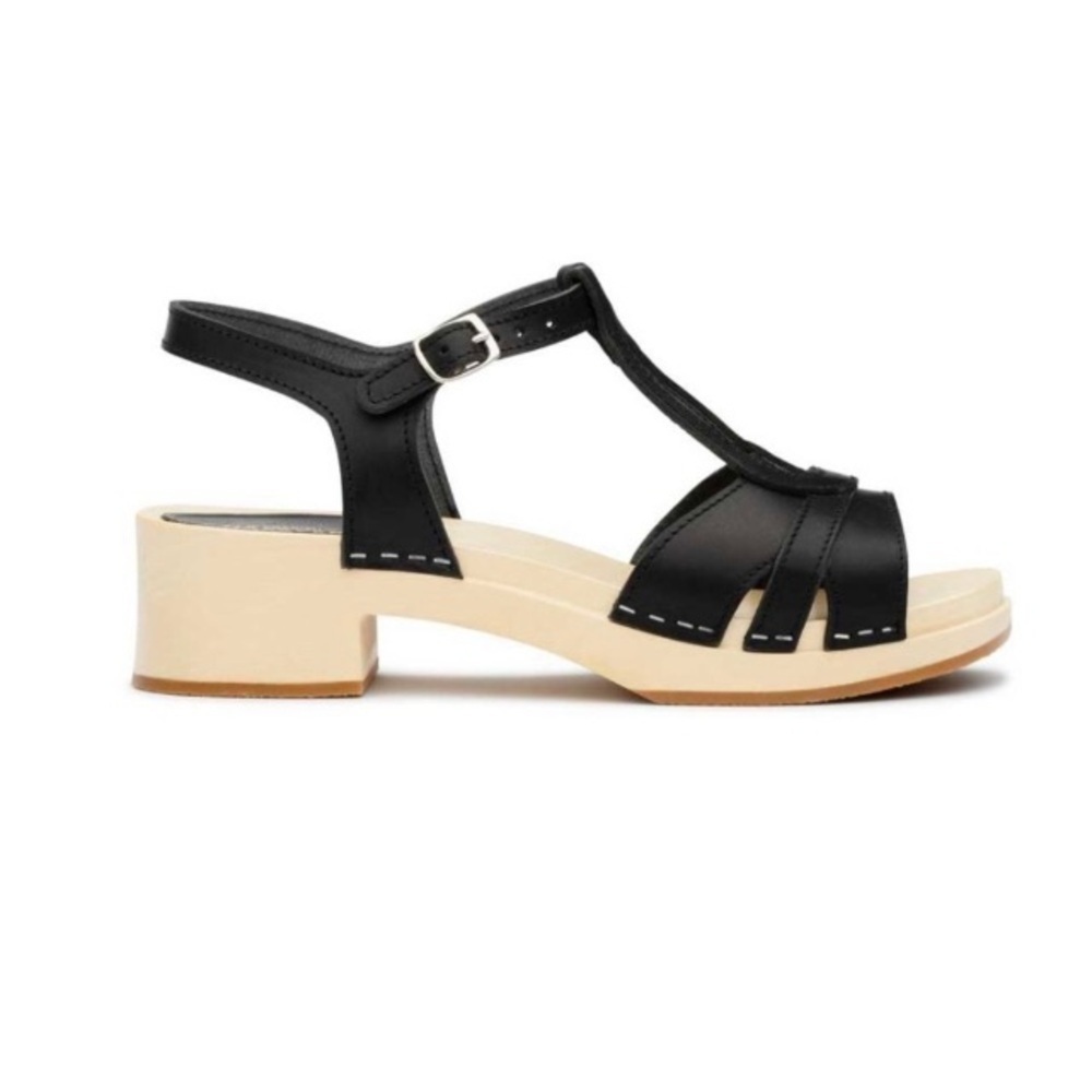 Swedish Hasbeens Ulla Low Heel Clogs Sandals Black EU39 US9 Scandi Girl Granola - Picture 15 of 16